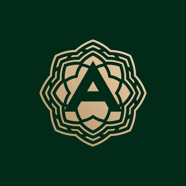 Κομψό Και Premium Αρχικό Γράμμα Ένα Συμμετρικό Λογότυπο Τεχνολογίας Floral — Διανυσματικό Αρχείο