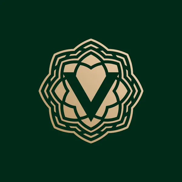 Carta Inicial Elegante Premium Tecnologia Simétrica Logotipo Floral — Vetor de Stock