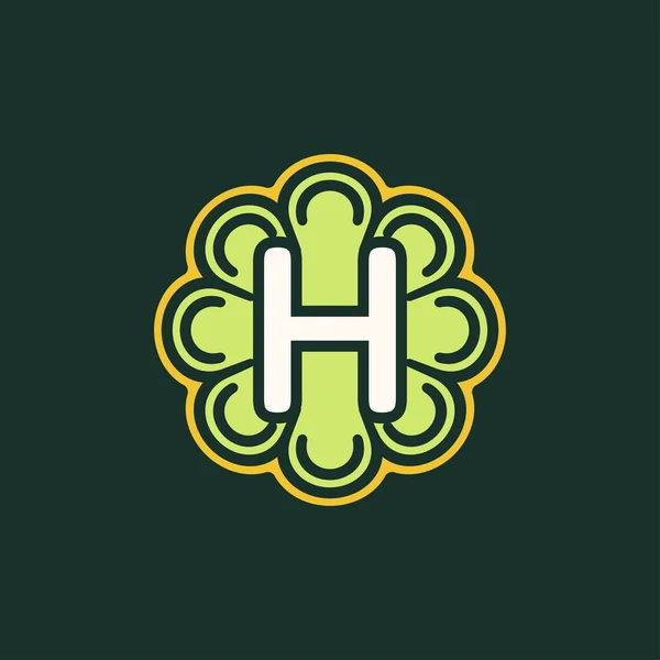 简单而抽象的字母H蔬菜植物标识 — 图库矢量图片
