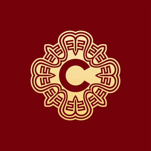 Letra Inicial Elegante Única Ornamento Oriental Emblema Del Alfabeto Logotipo — Vector de stock