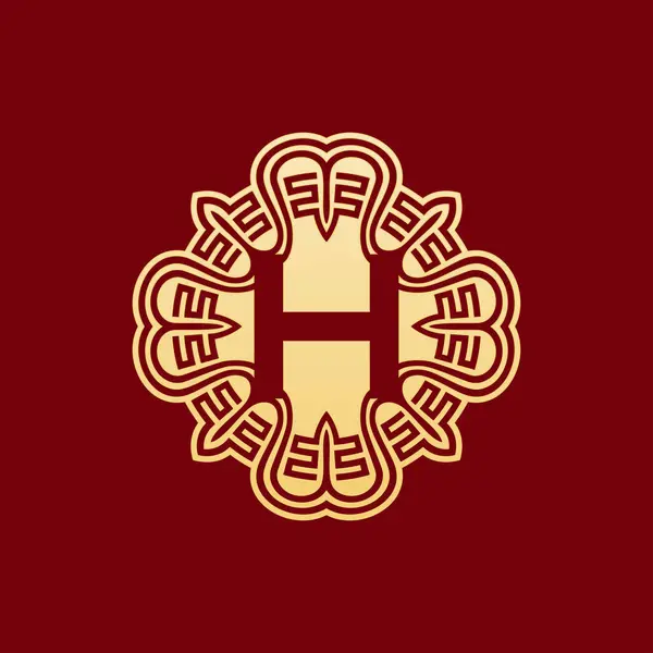 Zarif Eşsiz Ilk Harf Doğulu Süs Alfabesi Amblemi Logosu — Stok Vektör