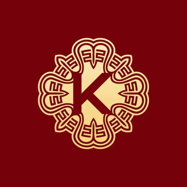 Elegante Original Inicial Letra Oriental Ornamento Alfabeto Emblema Logotipo — Vetor de Stock