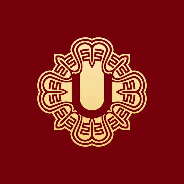 Elegancki Unikalny Początkowy Litera Orientalny Ornament Alfabet Logo Emblemat — Wektor stockowy