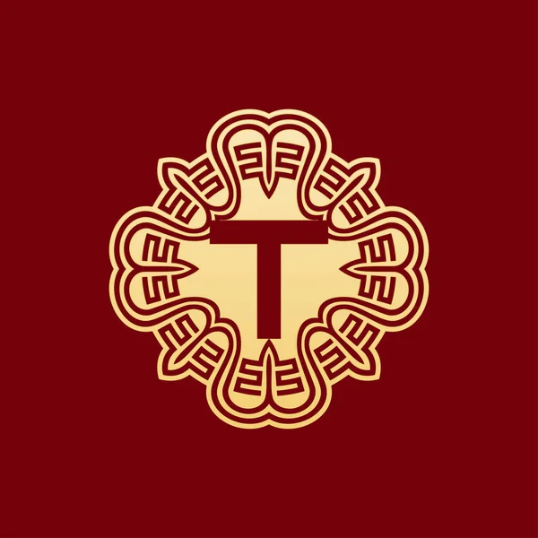 Elegante Original Inicial Letra Oriental Ornamento Alfabeto Emblema Logotipo —  Vetores de Stock