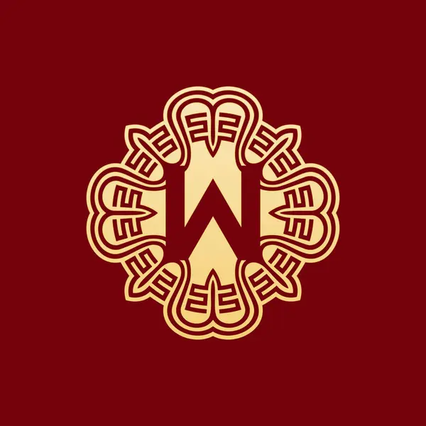 Elegante Unieke Beginletter Oosterse Ornament Alfabet Embleem Logo — Stockvector