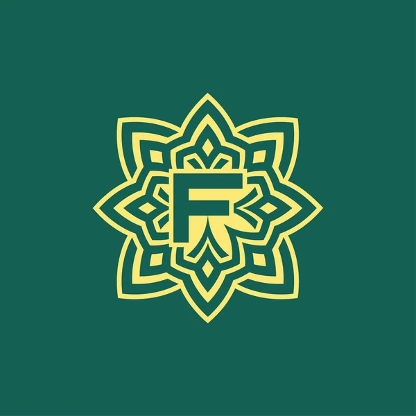 Gelb Grün Modernes Und Elegantes Anfangsbuchstaben Symmetrisches Florales Ästhetisches Logo — Stockvektor
