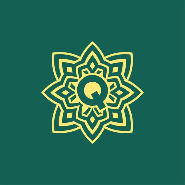 Amarelo Verde Moderno Elegante Carta Inicial Simétrico Logotipo Estético Floral — Vetor de Stock