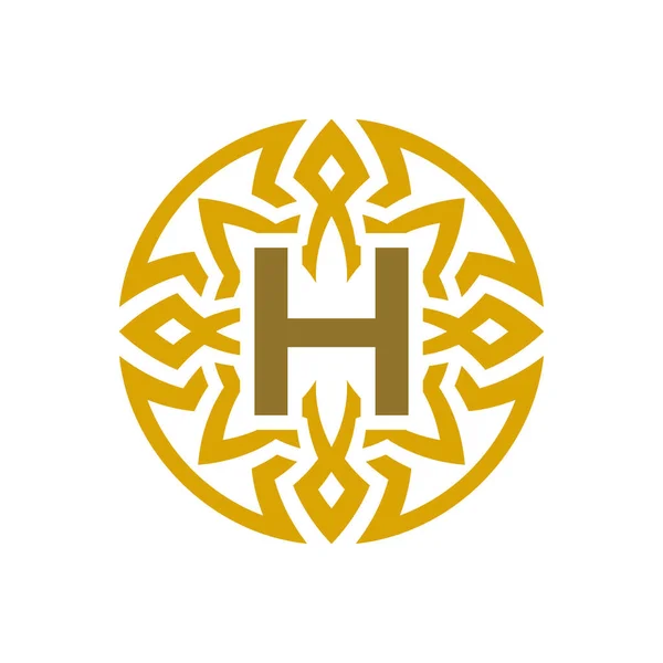 Elegantní Znak Odznak Počáteční Písmeno Etnické Starověké Vzor Kruh Logo — Stockový vektor