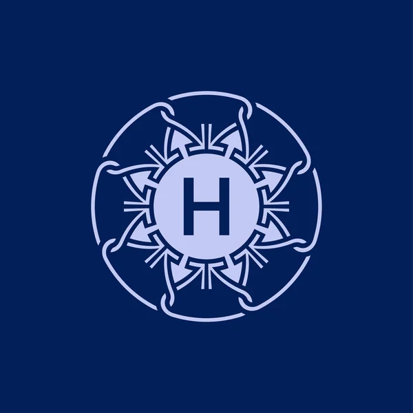Único Elegante Inicial Letra Alfabeto Círculo Ornamental Emblema Logotipo —  Vetores de Stock
