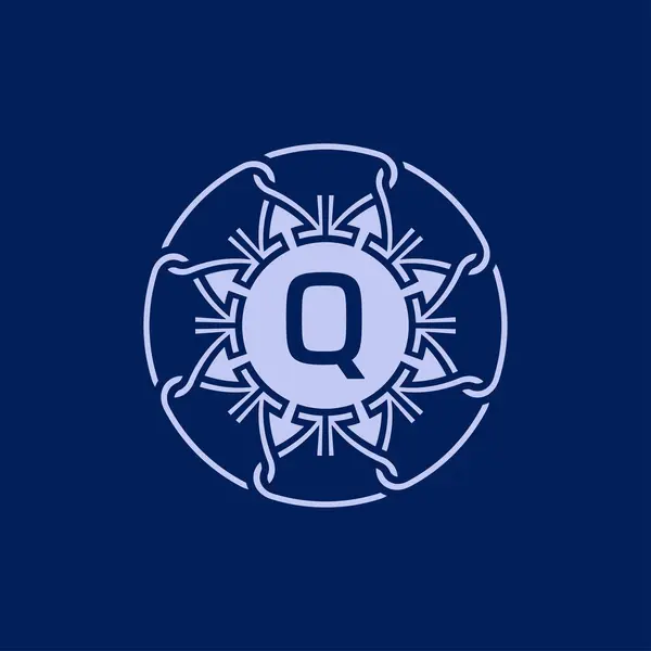 独特典雅的首字母Q字母表圆形装饰标志 — 图库矢量图片