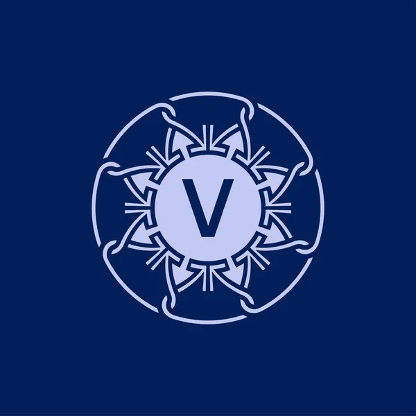 独特典雅的首字母V字母表圆形装饰标志 — 图库矢量图片