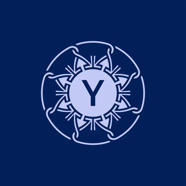 Unique Elegant Initial Letter Alphabet Circle Ornamental Emblem Logo — Stock Vector