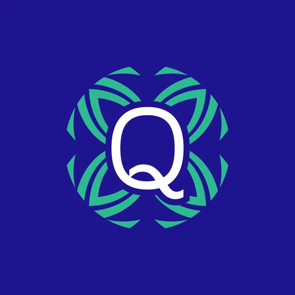 字母Q首字母花卉典雅的徽标 — 图库矢量图片