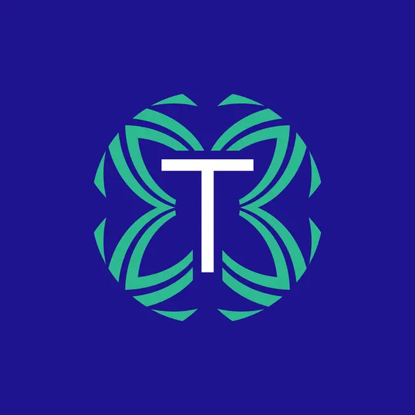字母T首字母花卉典雅的徽标 — 图库矢量图片