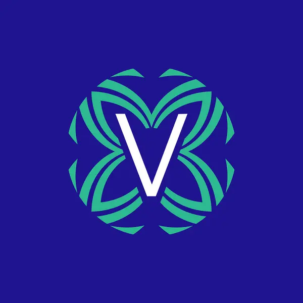 字母V最初的花卉典雅的徽标 — 图库矢量图片