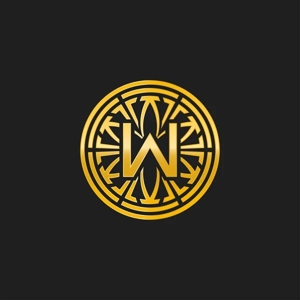 Wメダリオンエンブレム 最初のサークルバッジのロゴ — ストックベクタ