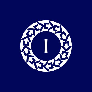 Logo I harfinin baş harfleri modern ve zarif daire amblemi. Süslü dairesel amblem. aynı desen amblemi