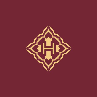 Modern ve zarif ilk harf H süslemeli çerçeve logosu