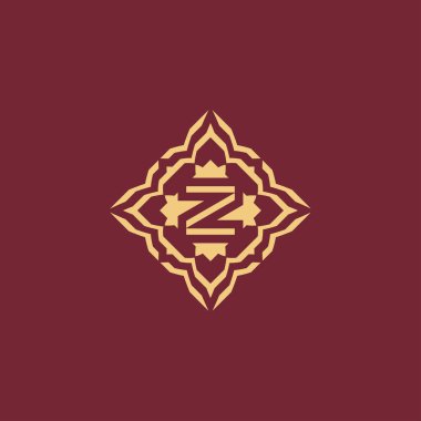 Modern ve zarif ilk harf Z süslemeli çerçeve alfabesi logosu