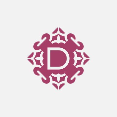 Zarif ilk harf D soyut süs kare amblemi logosu