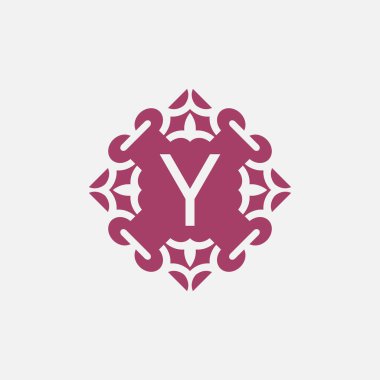 Zarif ilk harf Y soyut süs kare amblemi logosu