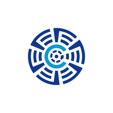 İlk harf C dairesel teknoloji amblemi.