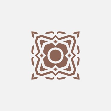 İlk harf O amblem logosu. Süslü soyut yıldız desenli çerçeve logosu