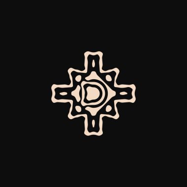 Baş harf D logosu. Benzersiz etnik kabile süsü antik amblem