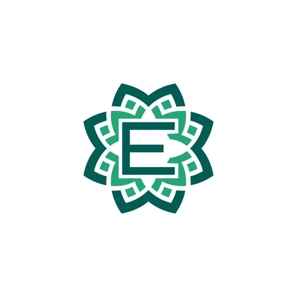 Harf Çiçek Süslemeli Sınır Çerçeve Logosu — Stok Vektör