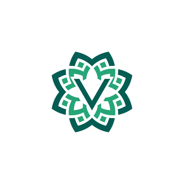 Початкова Літера Квітковий Орнаментальний Рамковий Логотип — стоковий вектор
