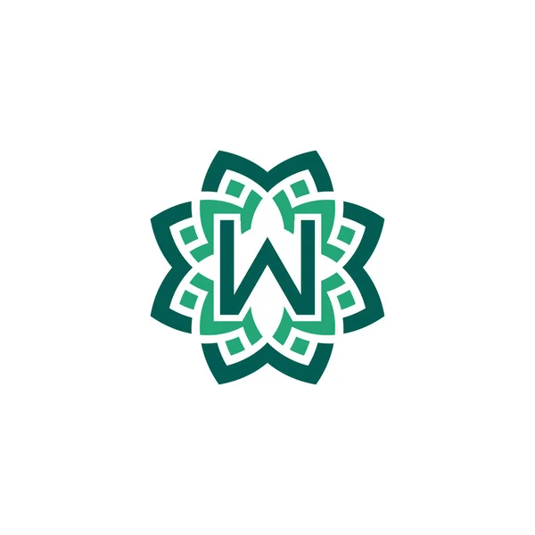 Carta Inicial Floral Ornamental Borda Quadro Logotipo — Vetor de Stock