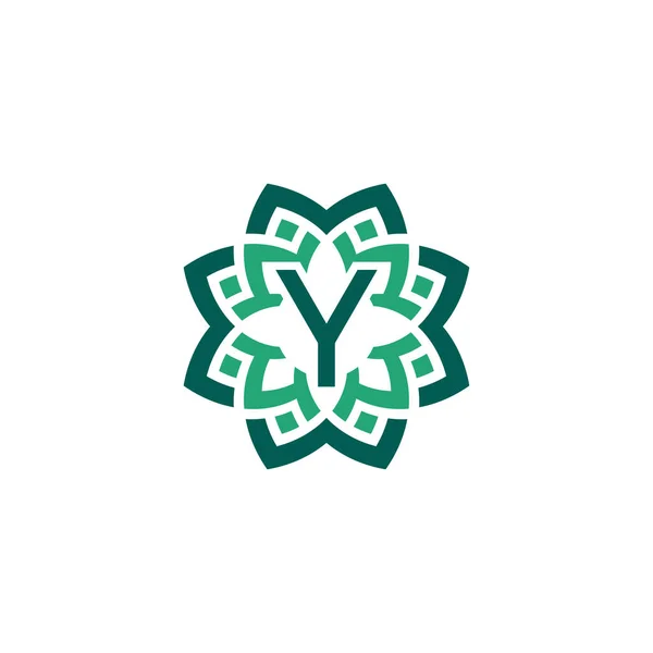 Carta Inicial Floral Ornamental Borda Quadro Logotipo — Vetor de Stock