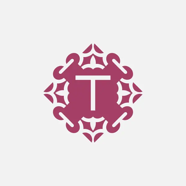 エレガントな初期の文字 T抽象的な装飾の正方形のエンブレムのロゴ — ストックベクタ