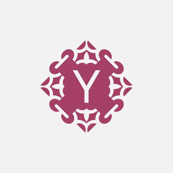 Elegant Initial Letter Abstract Ornament Square Emblem Logo — Stock Vector