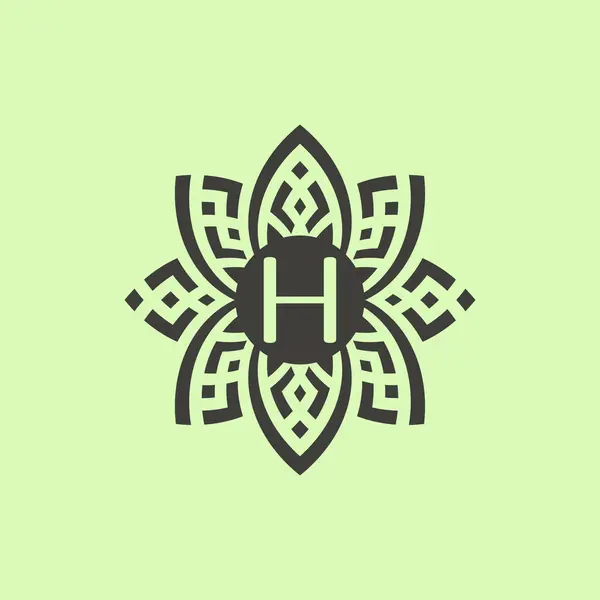 Lettera Iniziale Floreale Bordo Ornamentale Cornice Logo — Vettoriale Stock