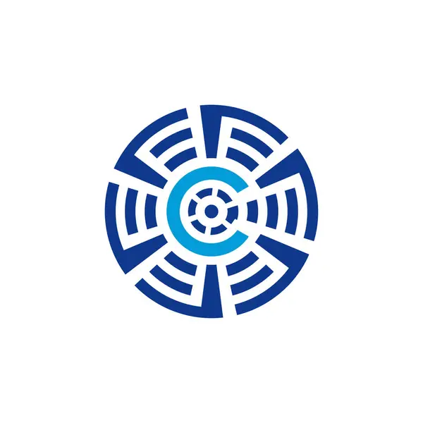 Letra Inicial Tecnología Circular Emblema Logotipo — Archivo Imágenes Vectoriales