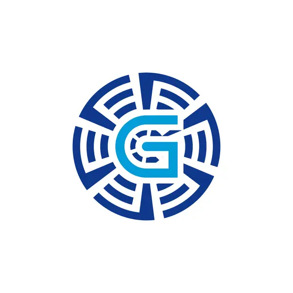 Anfangsbuchstabe Kreisförmiges Technologie Emblem Logo — Stockvektor
