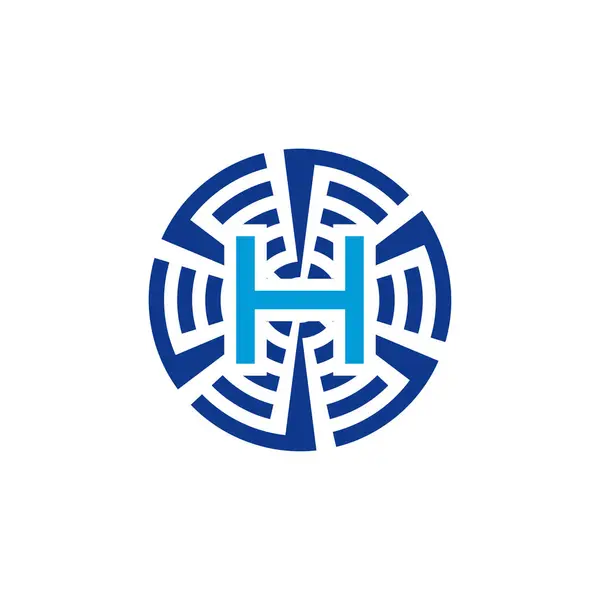 Anfangsbuchstabe Kreisförmiges Technologie Emblem Logo — Stockvektor