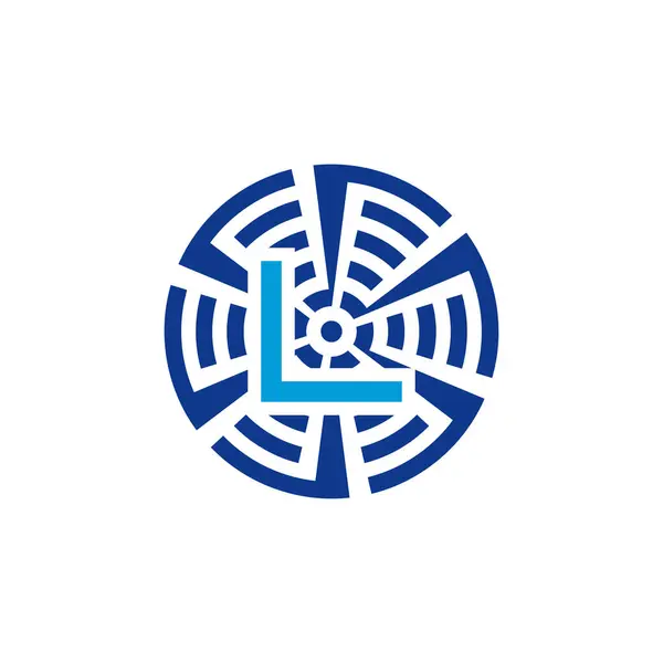 Litera Początkowa Logo Technologii Okrężnej — Wektor stockowy