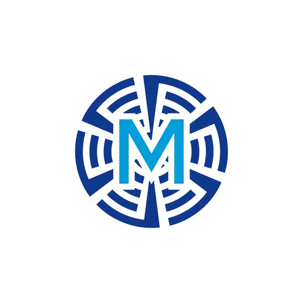 Lettre Initiale Logo Emblème Technologie Circulaire — Image vectorielle