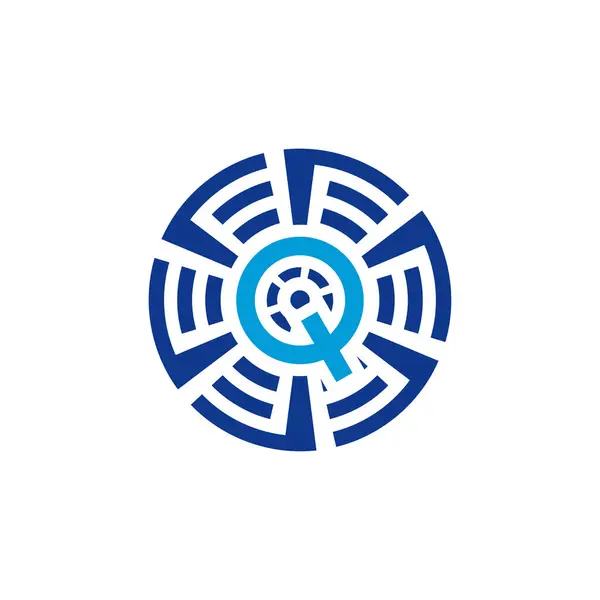 Initial Letter Circular Technology Emblem Logo — Stock Vector
