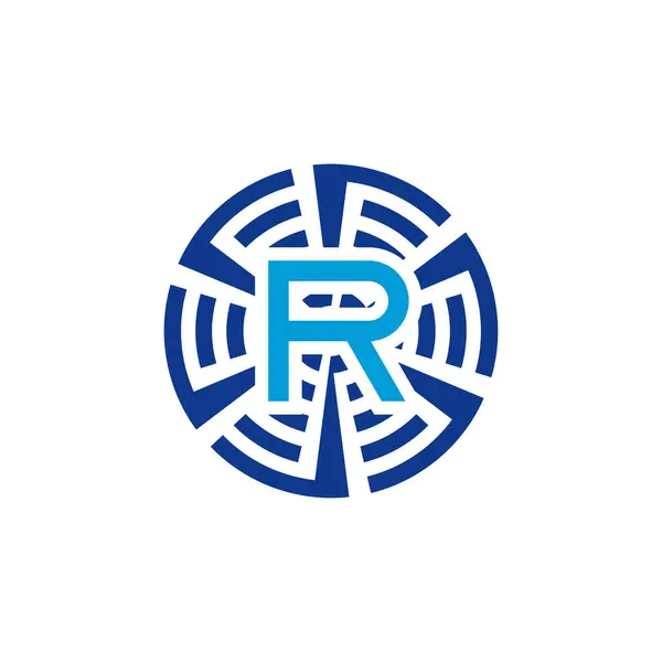 Lettera Iniziale Logo Emblema Tecnologia Circolare — Vettoriale Stock