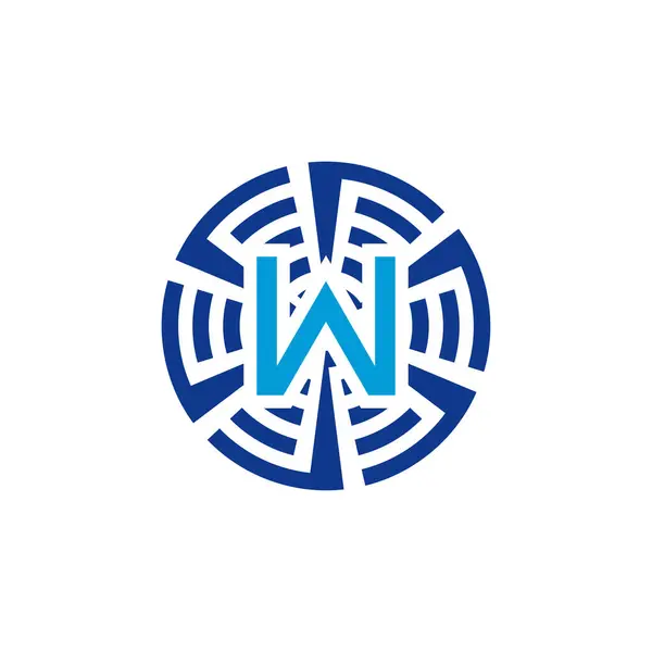 Carta Inicial Logotipo Emblema Tecnologia Circular — Vetor de Stock