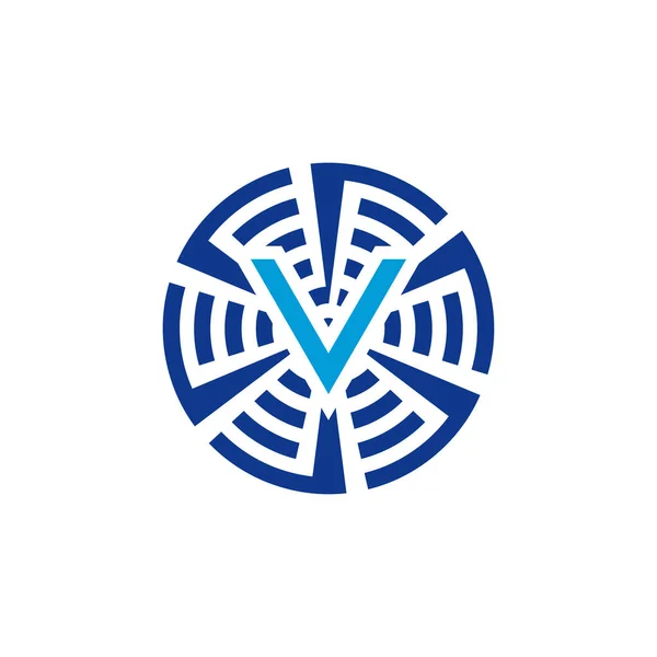 Lettre Initiale Logo Emblème Technologie Circulaire — Image vectorielle