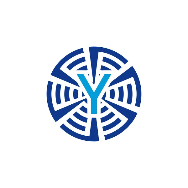 Letra Inicial Tecnología Circular Emblema Logo — Archivo Imágenes Vectoriales