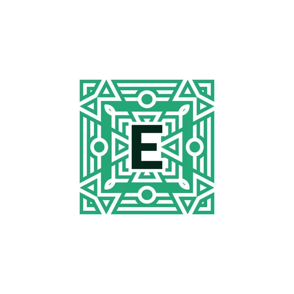 Lettre Initiale Logo Carré Décoratif Cadre Patteern — Image vectorielle