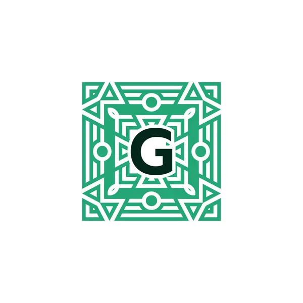 Carta Inicial Ornamental Quadrado Patteern Quadro Logotipo —  Vetores de Stock