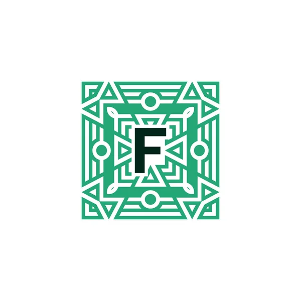 Initiële Letter Decoratieve Vierkante Patteern Frame Logo — Stockvector