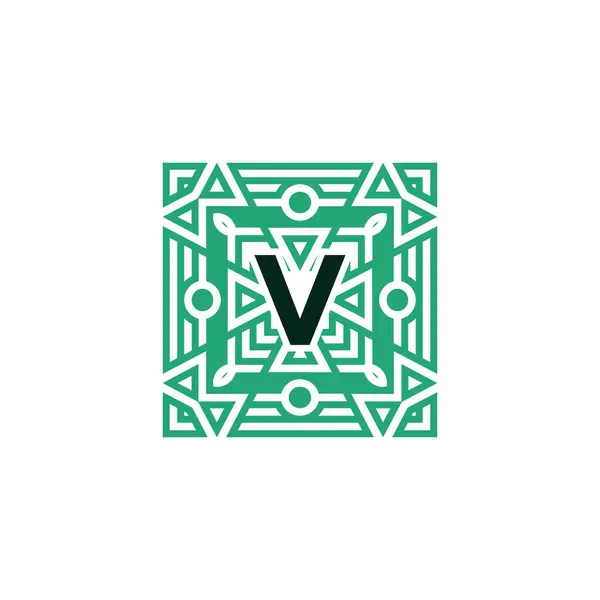 Carta Inicial Ornamental Quadrado Patteern Quadro Logotipo — Vetor de Stock