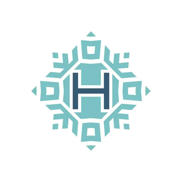 Harf Soyut Kar Tanesi Kare Amblemi Logosu — Stok Vektör